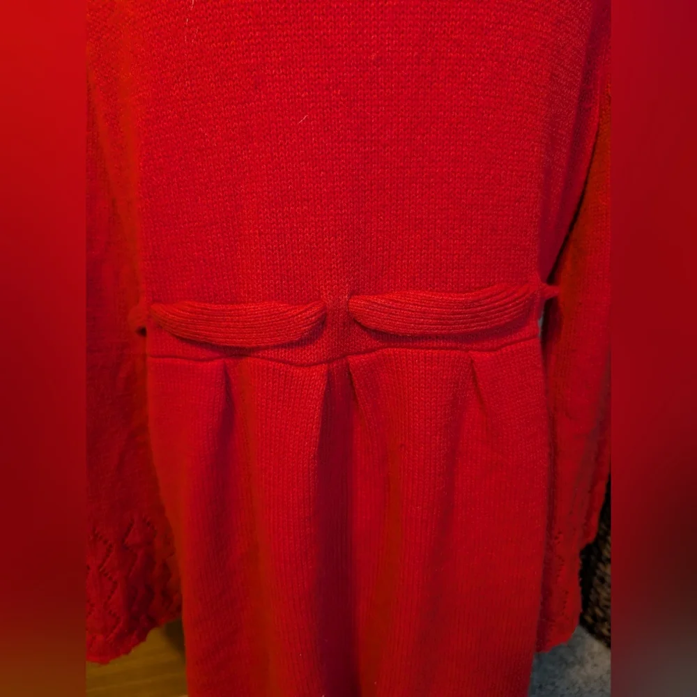 Bisou Bisou Red Belted Holiday Winter Sweater XL - Picture 4 of 13